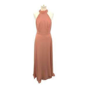 After Six Halter Neck Charmeuse & Crepe Gown Dusty Rose Size 8